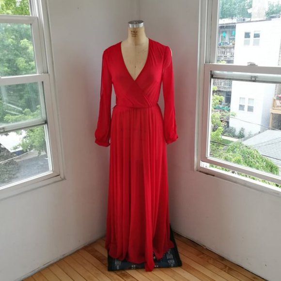 unknown Dresses & Skirts - Vibrant Red Chiffon Maxi Dress - S or M